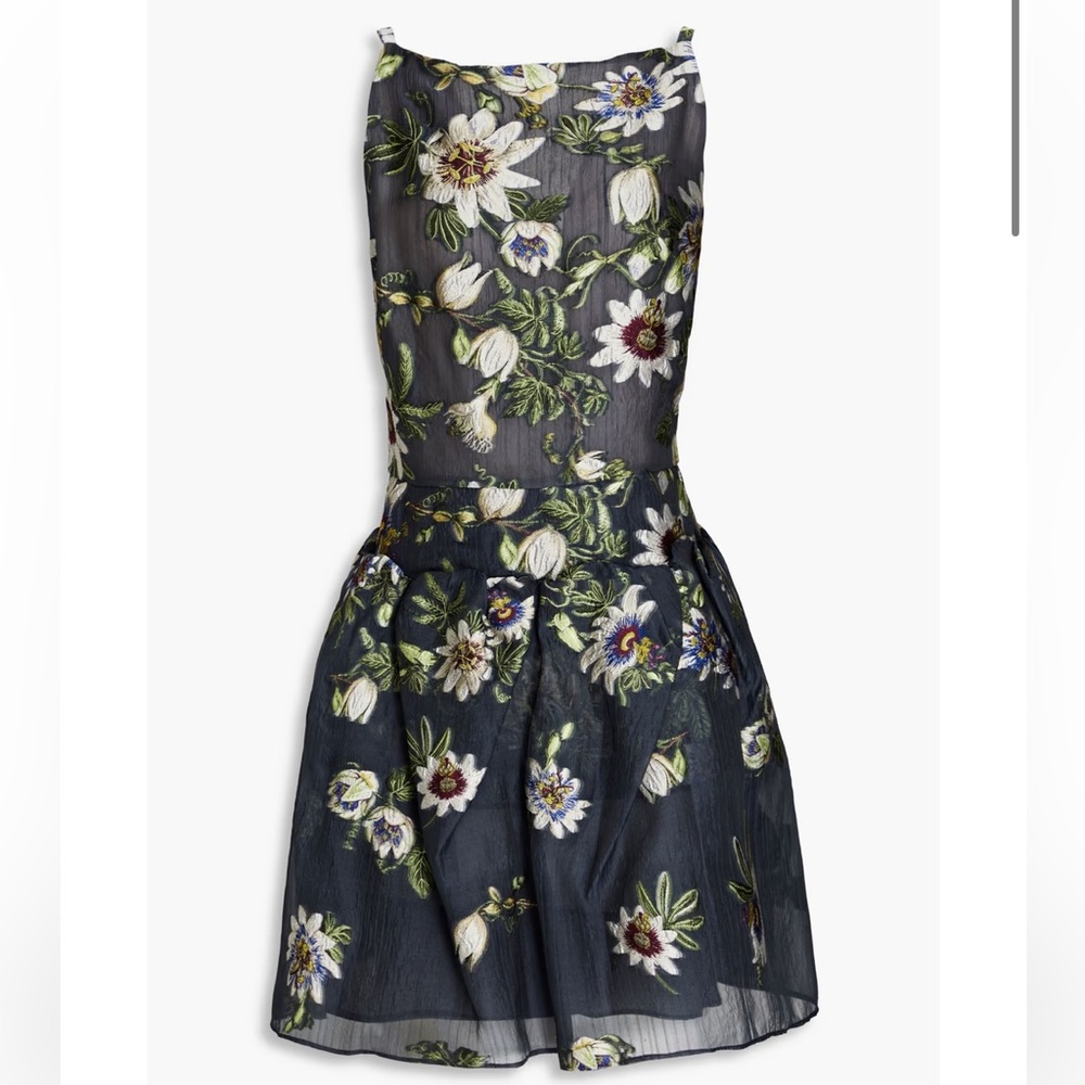 OSCAR DE LA RENTA Embellished fil coupé silk-blend organza dress Wedding NEW